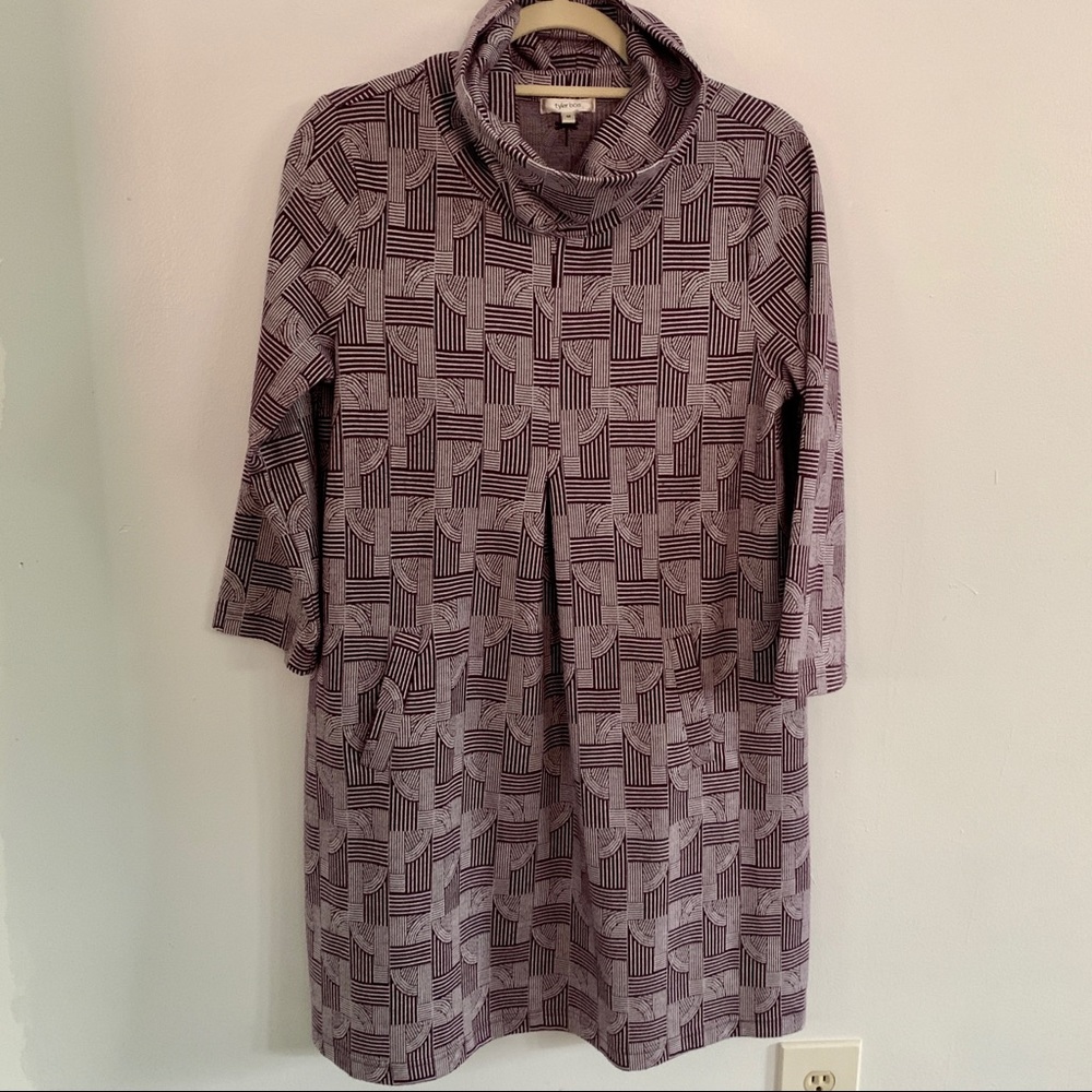Tyler Böe Kim Cowl Purple and Gray Geometric Dress